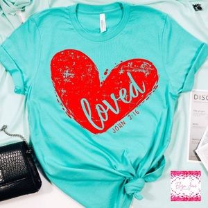 NWT! Loved John 3:16 Heart β€οΈ Turquoise Tee!